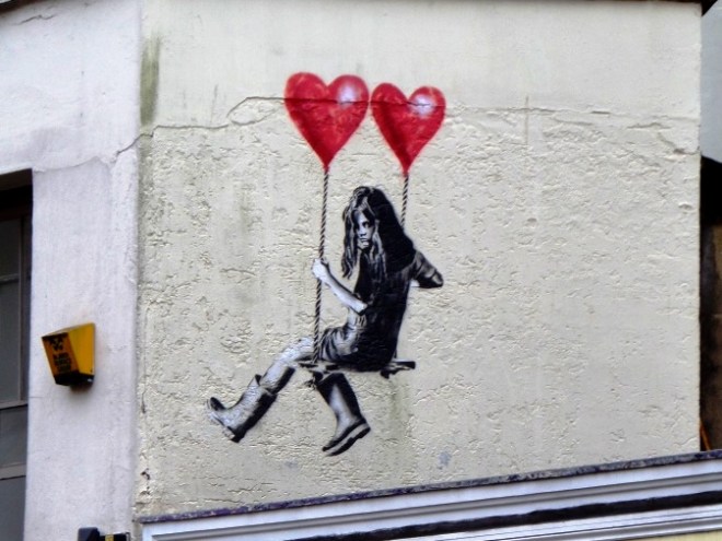 JPS, Girl on swing, Park Row, Bristol, November 2015