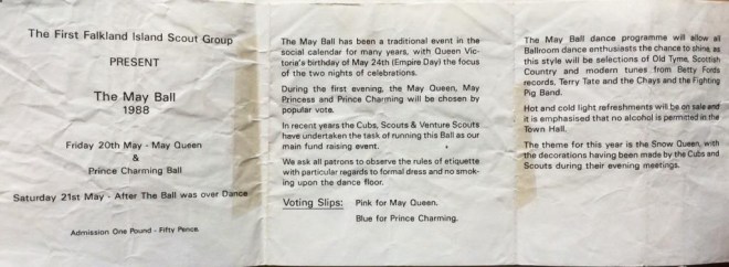 Falkland Islands May Ball 1988, ticket