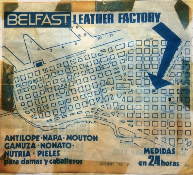 Belfast Leather Factory, the place for leather jackets. Montevideo June 1988