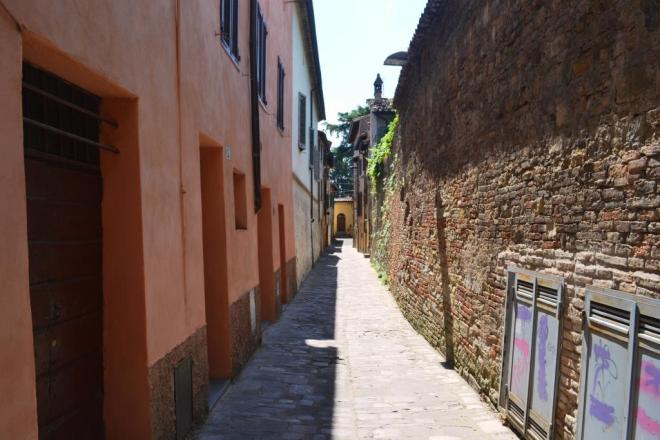 Doors and door at the end of the street, Citta di Castello, Umbria, Italy