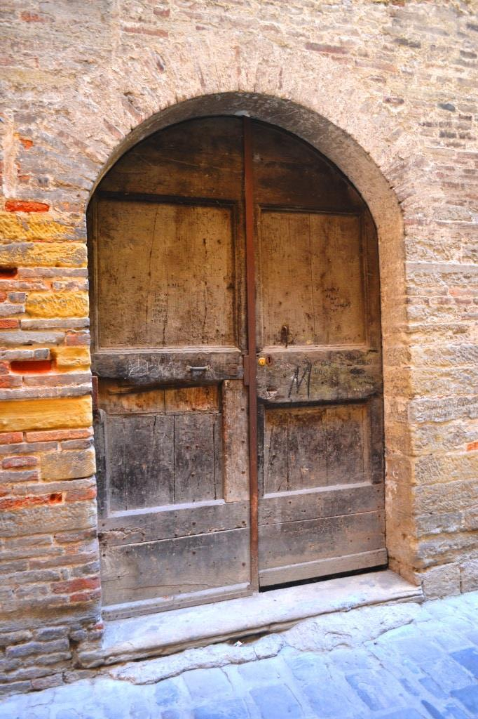 Double door, Citta di Castello, Umbria, Italy, August 2018