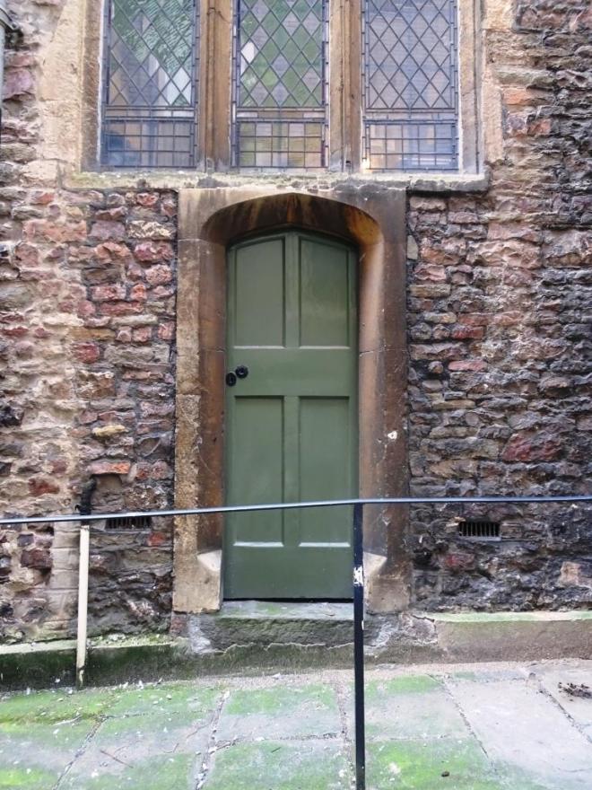 Door on the inside of the city wall, Church of St John the Baptist, Bristol