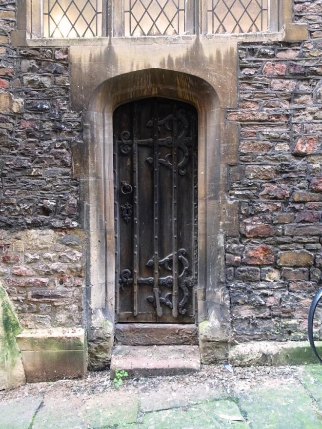 Door on the inside of the city wall, Church of St John the Baptist, Bristol