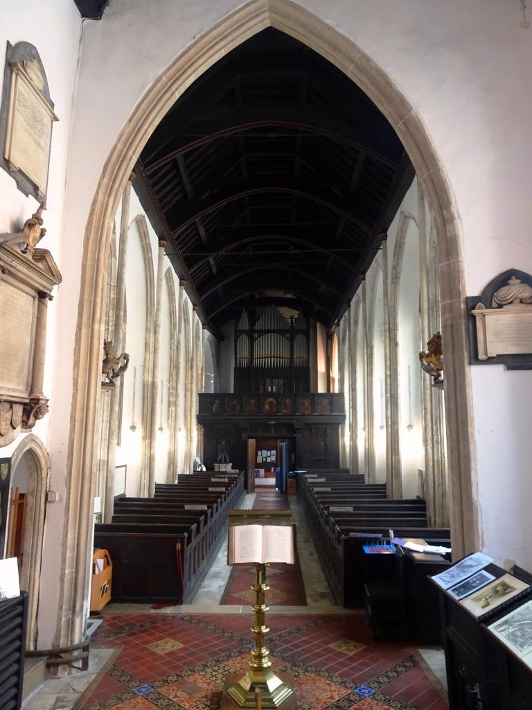 View of the nave and organ, Church of SDt John the Baptist, Bristol