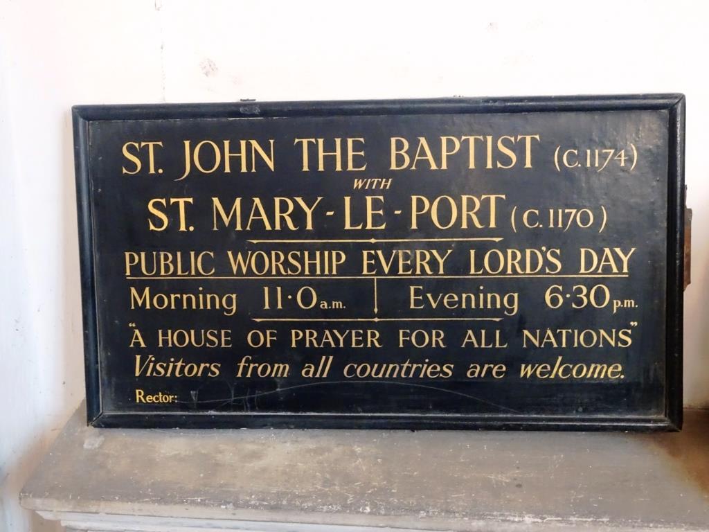 Sign in the Church of St John the Baptist, Bristol