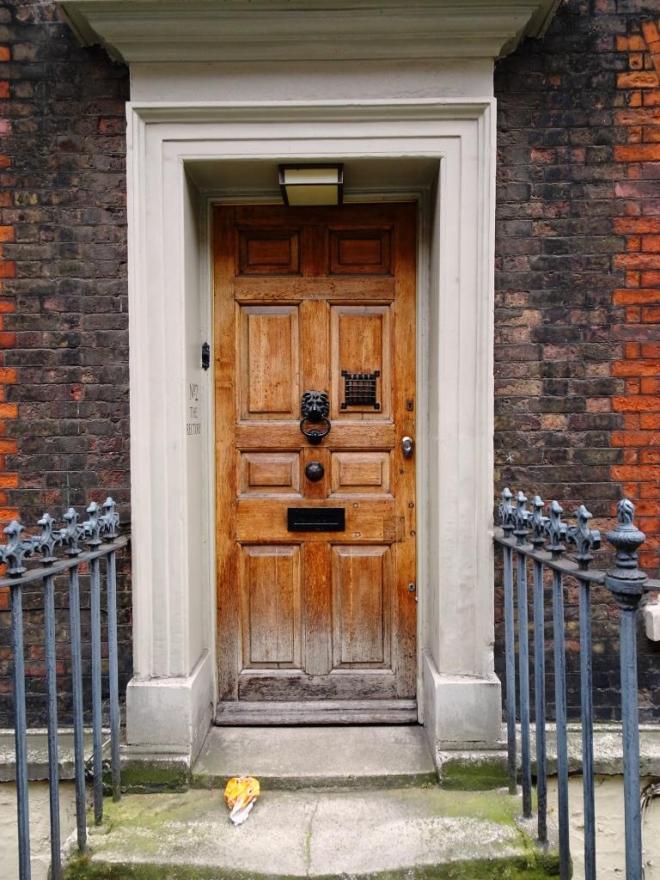 Door knocker and grille, Fournier Street, London, April 2019