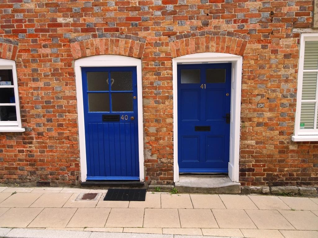 Pair of doors - I particularly like the worn step, Dorchester, June 2019