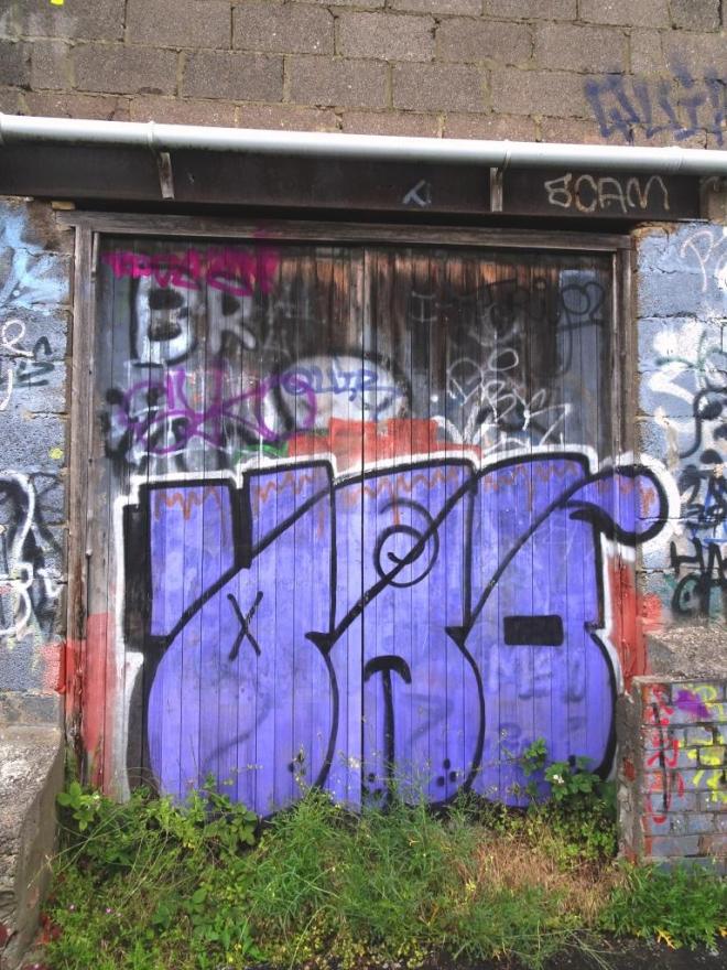 Warehouse rear door, River Avon cycle path, Bristol, June 2019