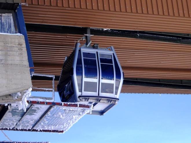 Doors on a gondola at the top of Les Grandes Platieres lift, Flaine March 2019