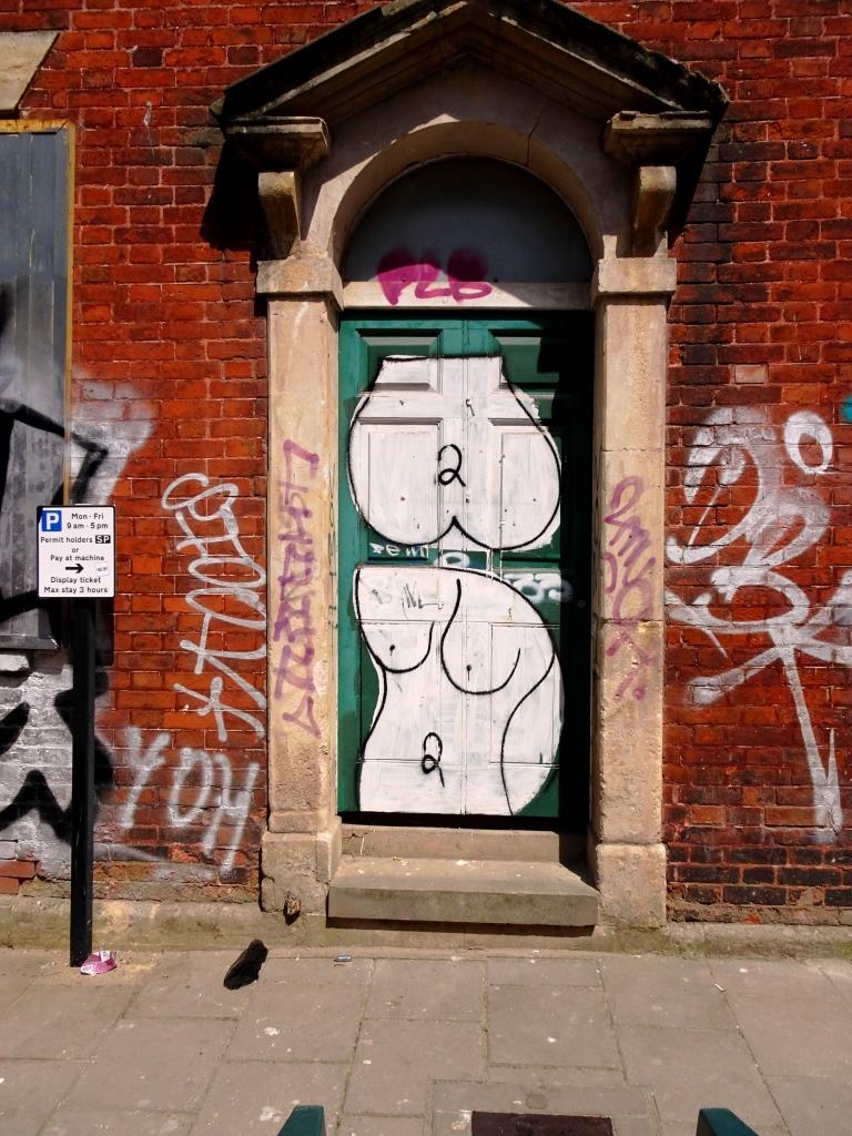 Nude door, St Paul's, Bristol, July 2019