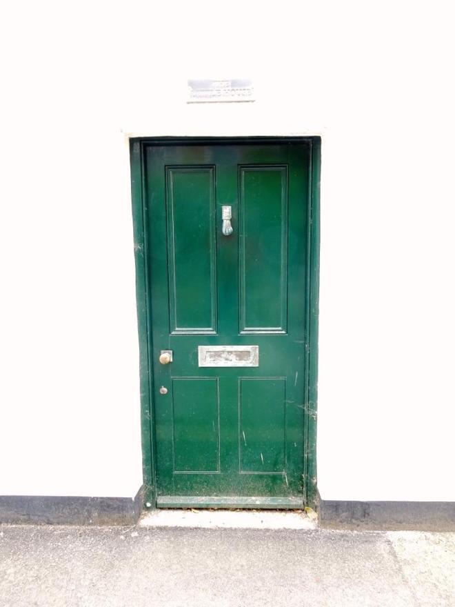 Low green door, Fowey, Cornwall, September 2019