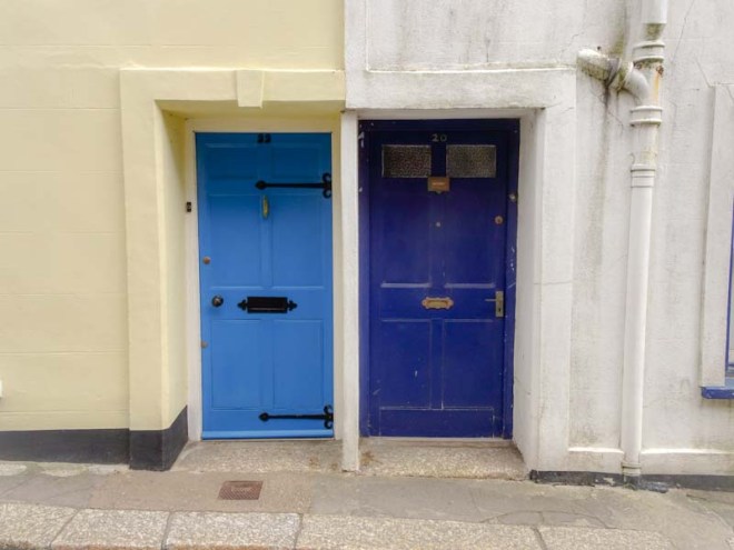 A nice pair of blue doors, Fowey, Cornwall, September 2019