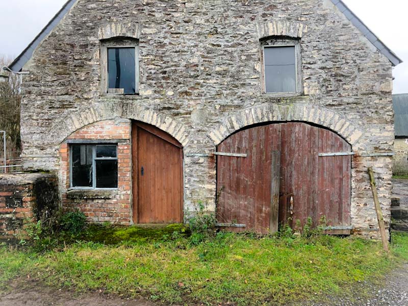 Abandoned farmhouse doors, Llangorse Lake, Wales, December 2019