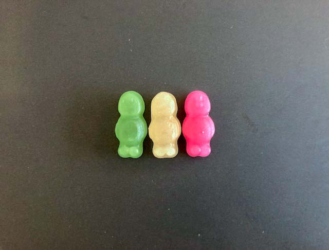 Three jelly babies, Bristol, January 2020
