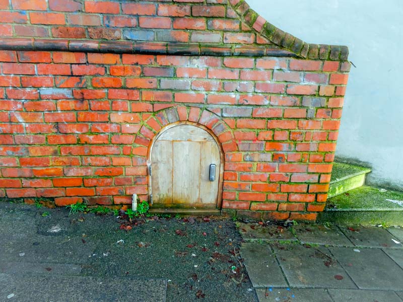 Small door to under stairs store, Bristol, December 2019