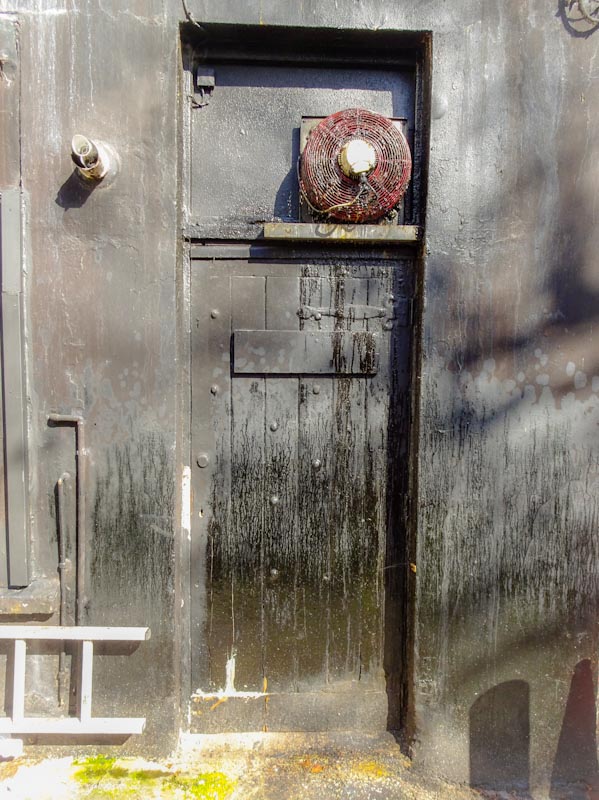 Restaurant kitchen door, off Park Street, Bristol, March 2020