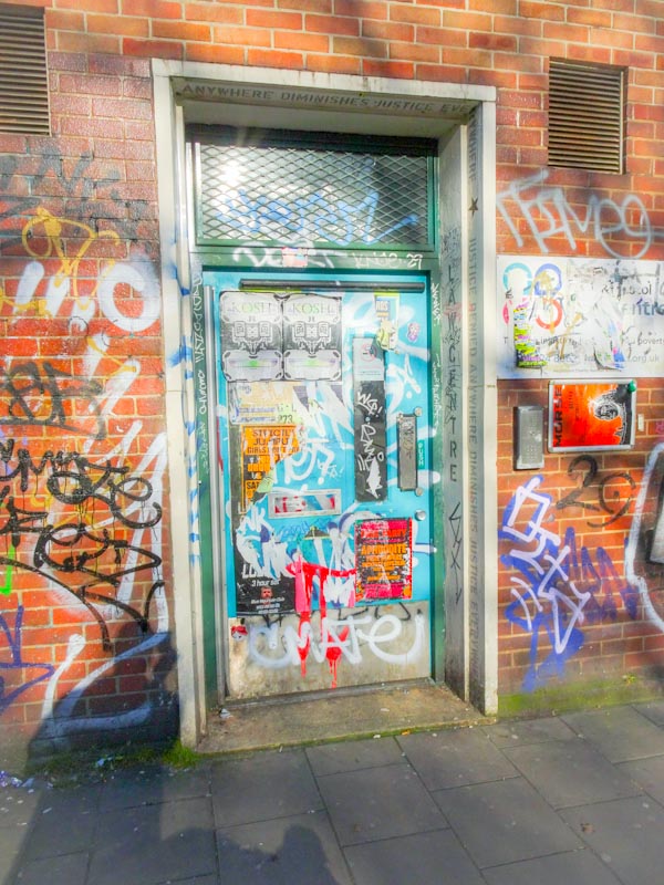 Solicitor's door, Stokes Croft, Bristol, March 2020