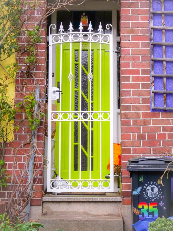 How to make a secure entrance look cheerful, Montpelier, Bristol, March 2020