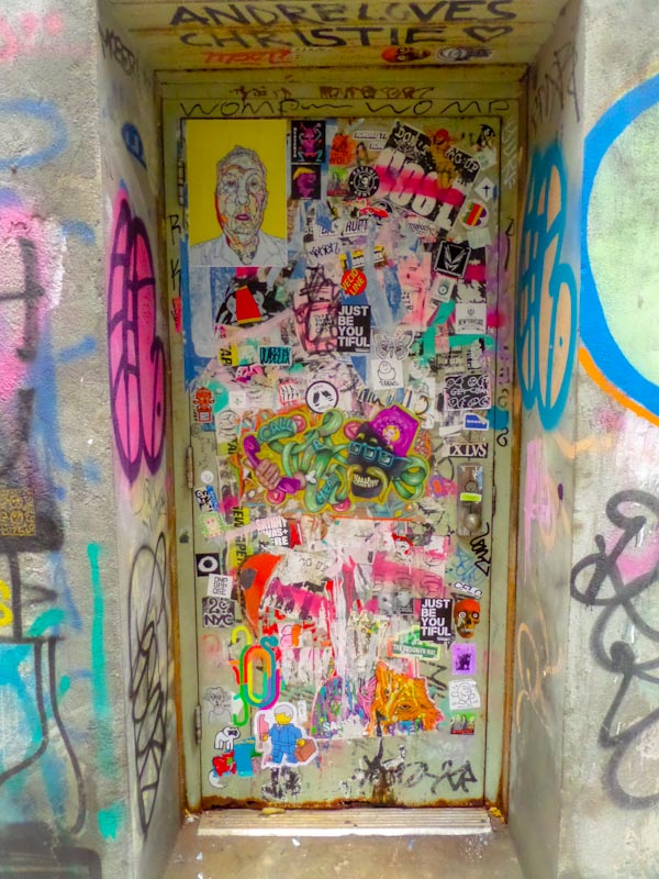 Wheatpaste door, East Village, New York, October 2017