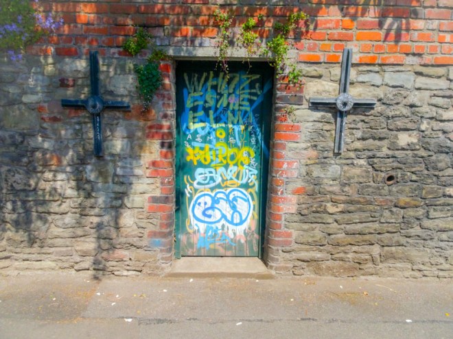 Back yard gate with graffiti, Montpelier, Bristol, May 2020