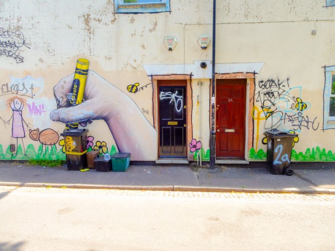 Two doors and street art, St Pauls, Bristol, May 2020