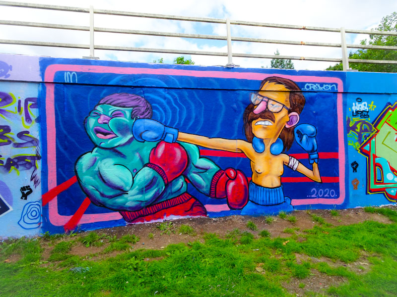 I am Ian and Kid Crayon, M32 roundabout, Bristol, July 2020