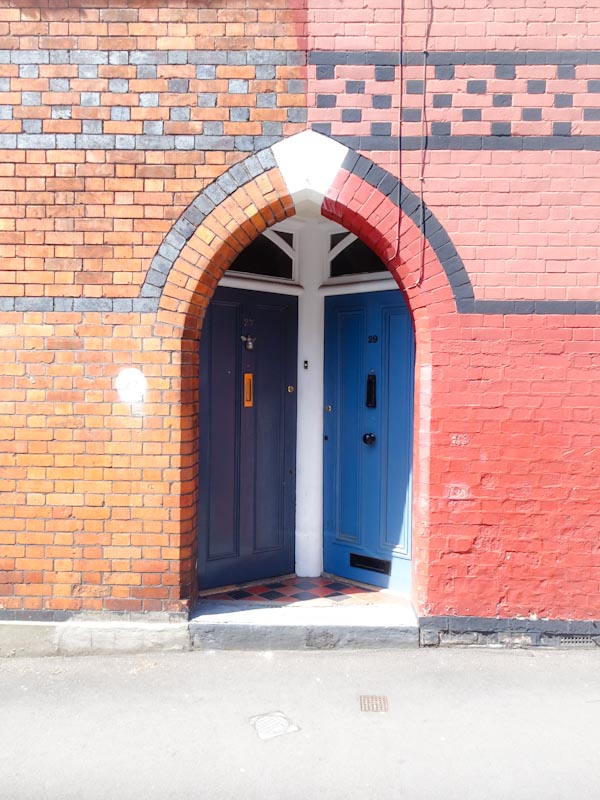 Double doors in St Andrews, Bristol, May 2020