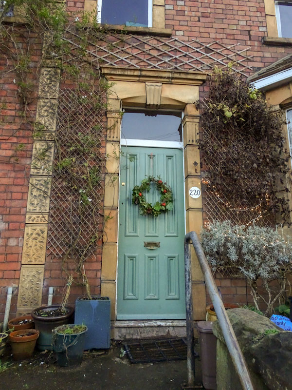 Green door and lots of trellis, Redland, Bristol, December 2020