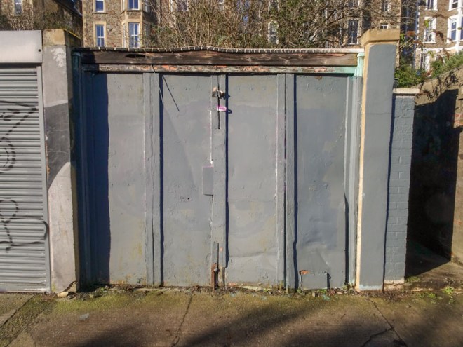 Four panelled garage door, Montpelier, Bristol, January 2021