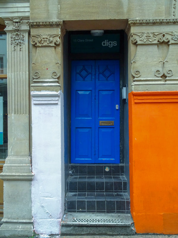 Blue door, Clare Street, Bristol, March 2021