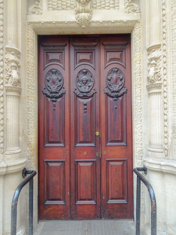 Beautifully carved triple door, the Centre, Bristol, March 2019