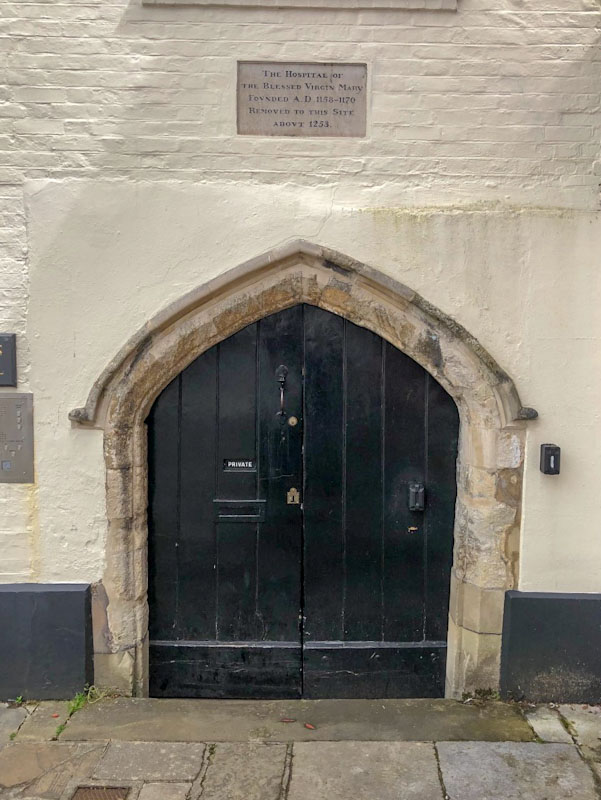 Door to the Hospital of the Blessed Virgin Mary (1254), Chichester, May 2021