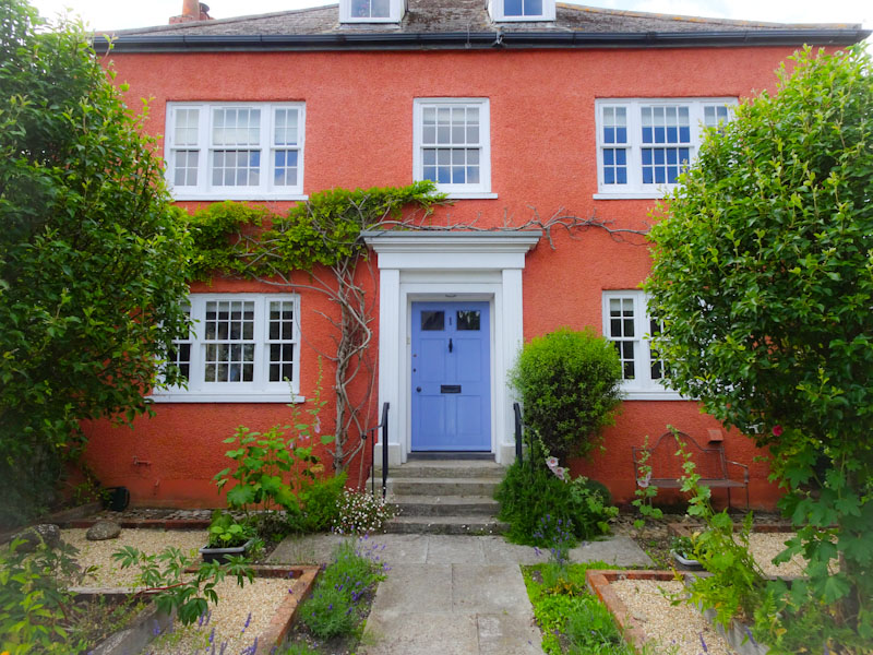 Perfectly proportioned house and fine blue door, Lyme Regis, Dorset, July 2021