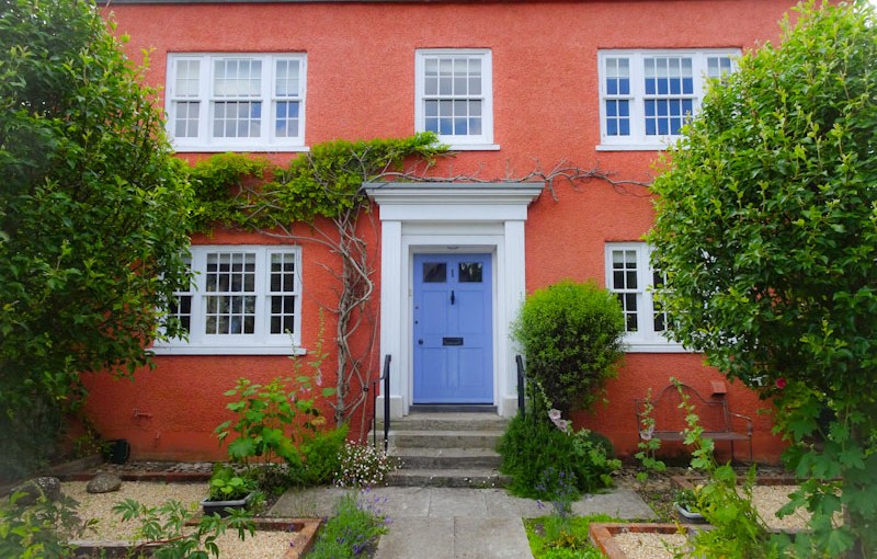 Perfectly proportioned house and fine blue door, Lyme Regis, Dorset, July 2021