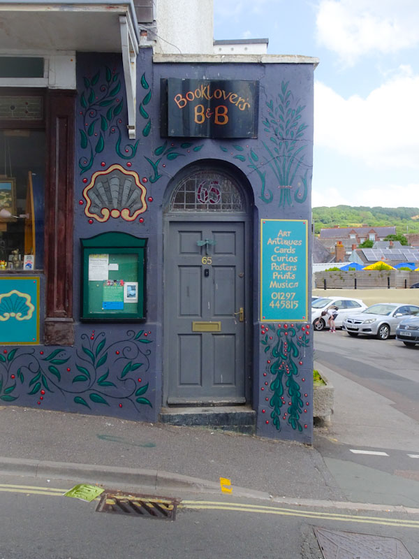 Booklovers B&B door, Lyme Regis, Dorset, August 2021