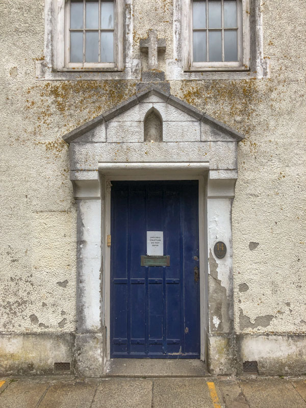 Unstable structure do not enter, door, Truro, Cornwall, August 2021