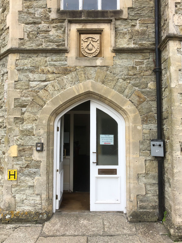 Functional door on a beautiful doorway, Truro, Cornwall, August 2021