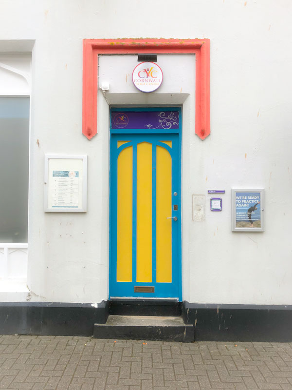 A rather different door at the Cornwall Yoga Centre, Truro, Cornwall, August 2021