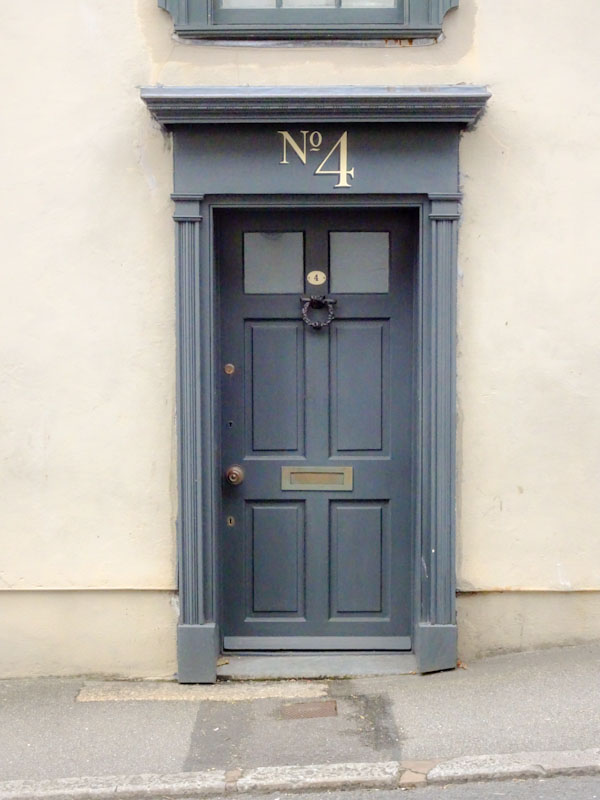 In case you were wondering this is the door to number 4, Liskeard, Cornwall, August 2021