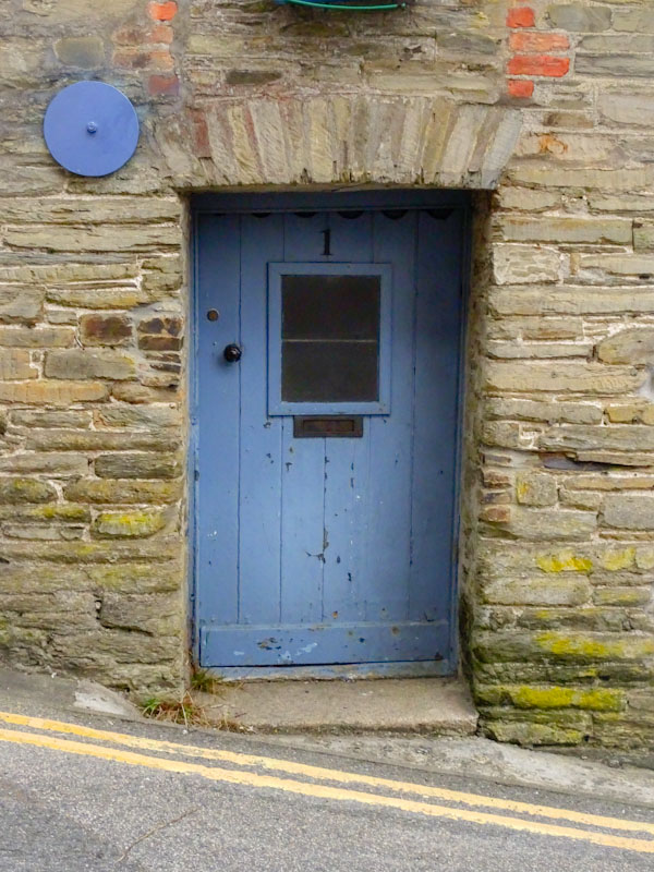 Blue hillside door, Liskeard, Cornwall, August 2021