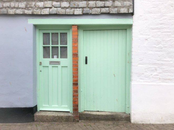 Mint green doors, Truro, Cornwall, August 2021