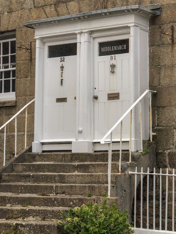 Double door and steps, Penzance, Cornwall, August 2021