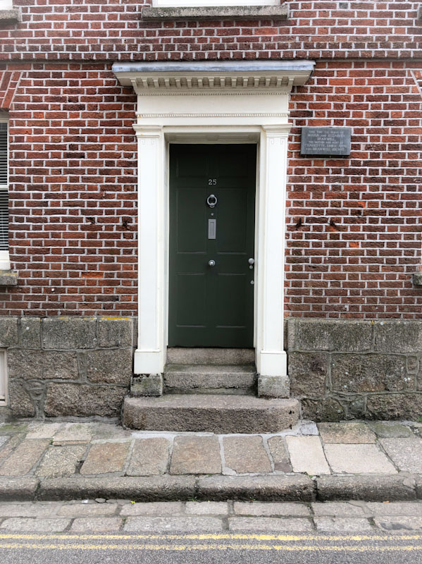 A stunning door to the former home of the mother and aunt of the Brontë sisters, Penzance, Cornwall, August 2021