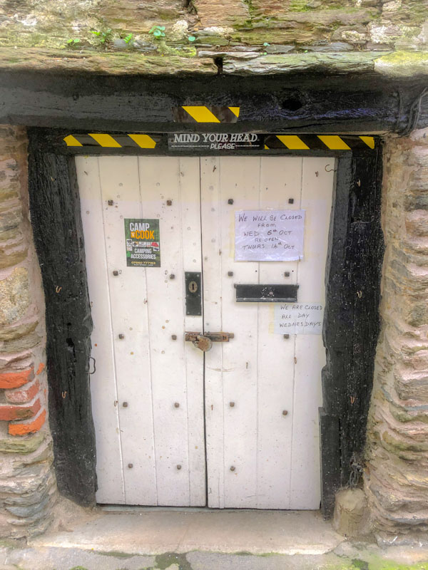 Mind your head low door, Looe, Cornwall, October 2021