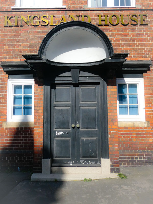 Door and beautiful arc awning, Temple Meads, Bristol, March 2022