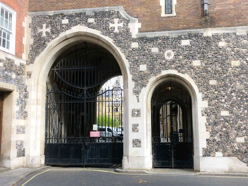Gateway doors, back entrance to Westminster School, Westminster, London, April 2022