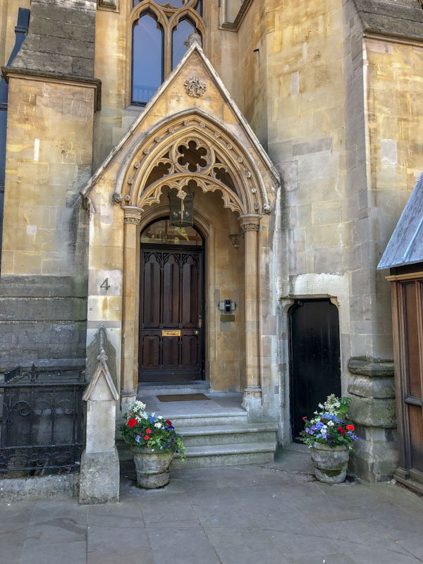 Doors on a building adjacent to the abbey, Westminster, London, May 2022