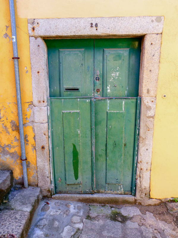 Green double door, Porto, Portugal, June 2022