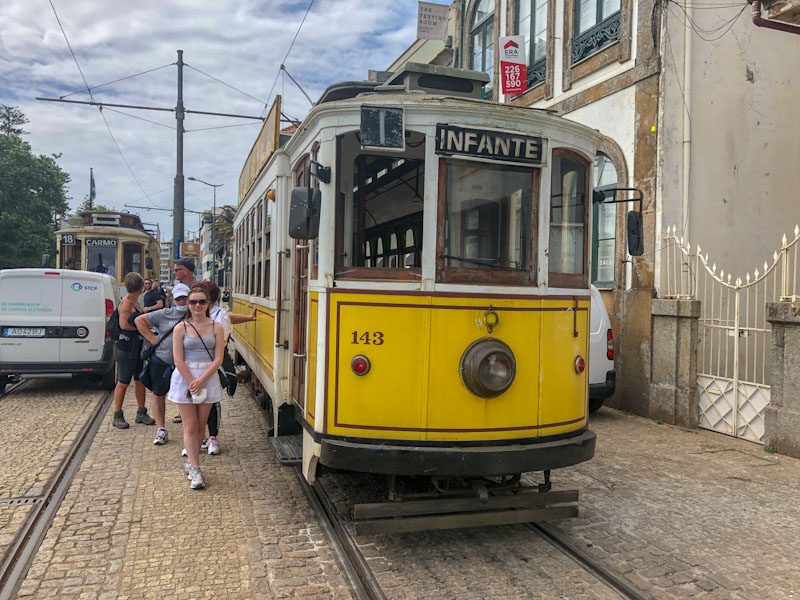 Porto Tram with side doors, line 1, Porto, Portugal, June 2022
