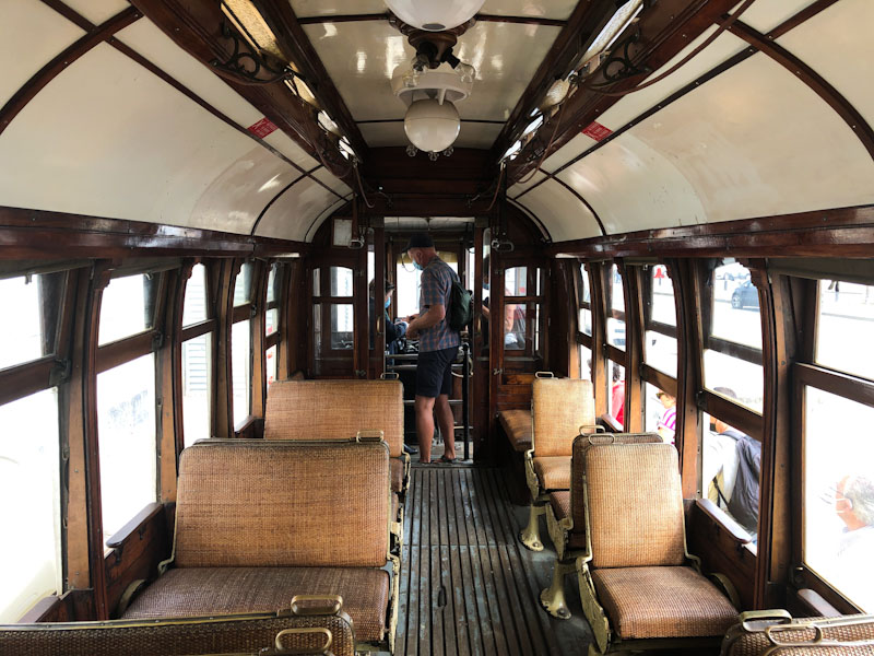 Porto Tram carriage with inner doors, line 1, Porto, Portugal, June 2022